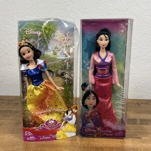Disney Mattel Snow White & Mulan Lot Sparkling Princess Doll N5052 & R4845